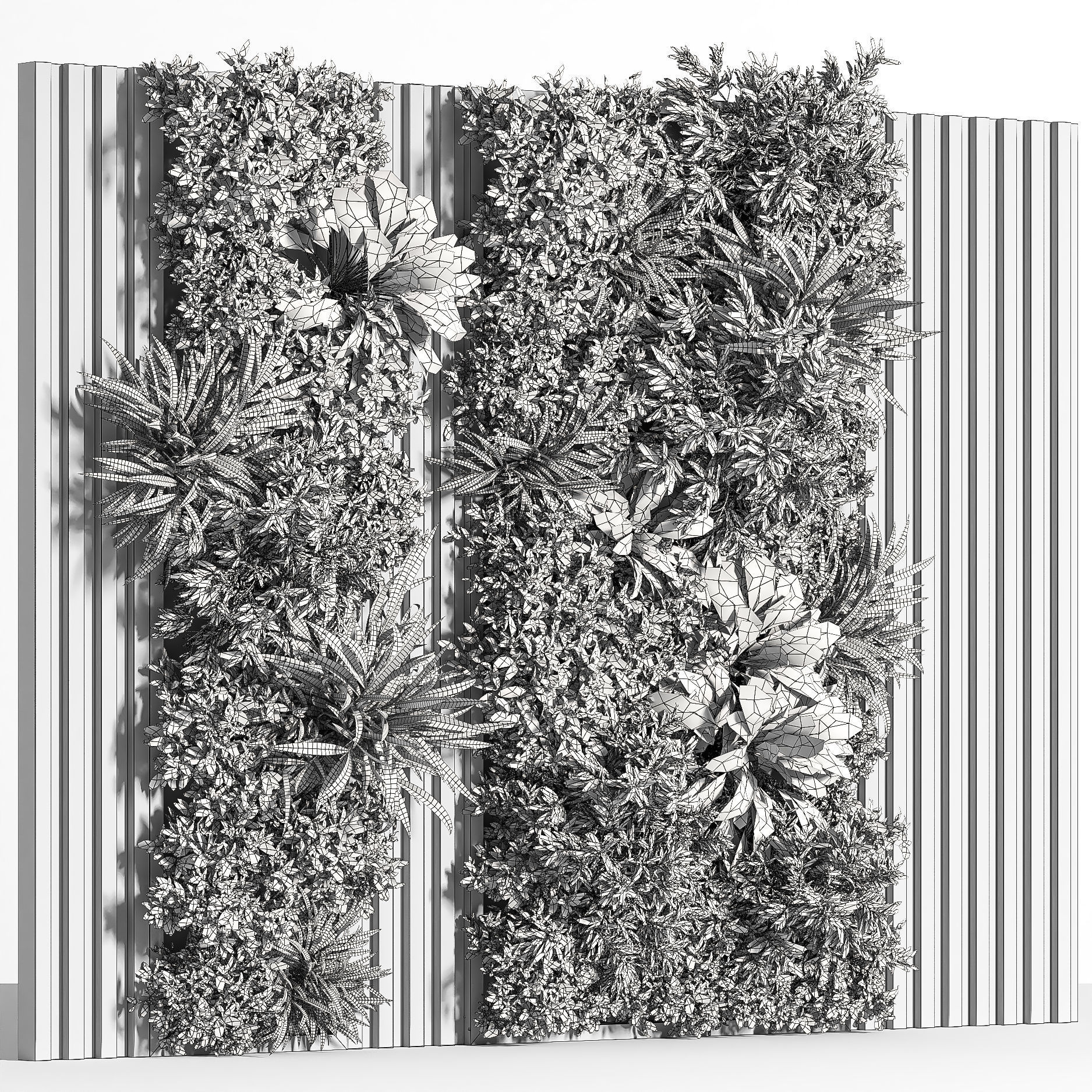 Wooden planks and vertical garden 3D model_6