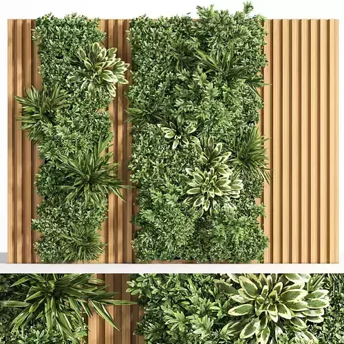 Wooden planks and vertical garden 3D model