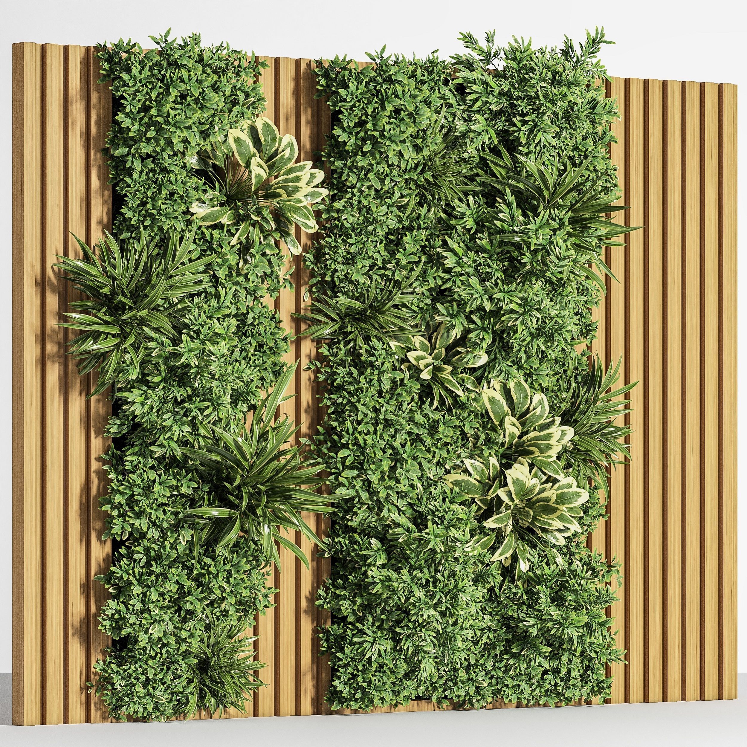 Wooden planks and vertical garden 3D model_1