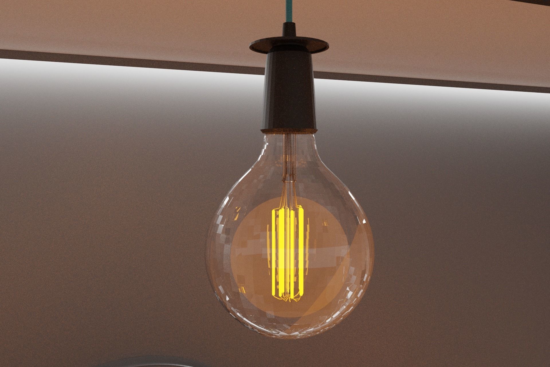 Vintage light bulbs with holder  3D model_4