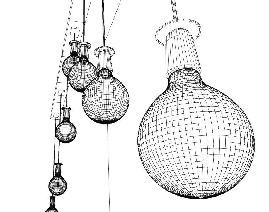 Vintage light bulbs with holder  3D model_7