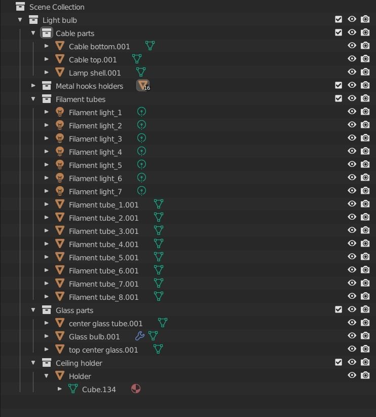 Vintage light bulbs with holder  3D model_11