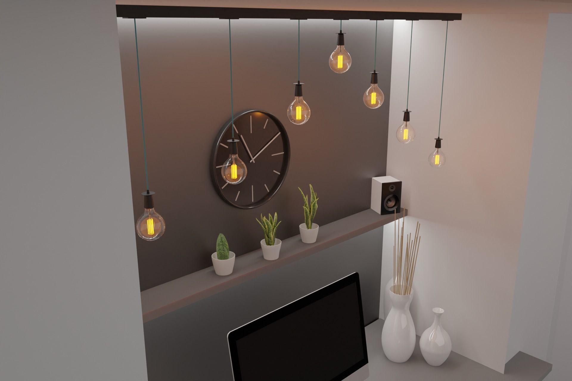 Vintage light bulbs with holder  3D model_2