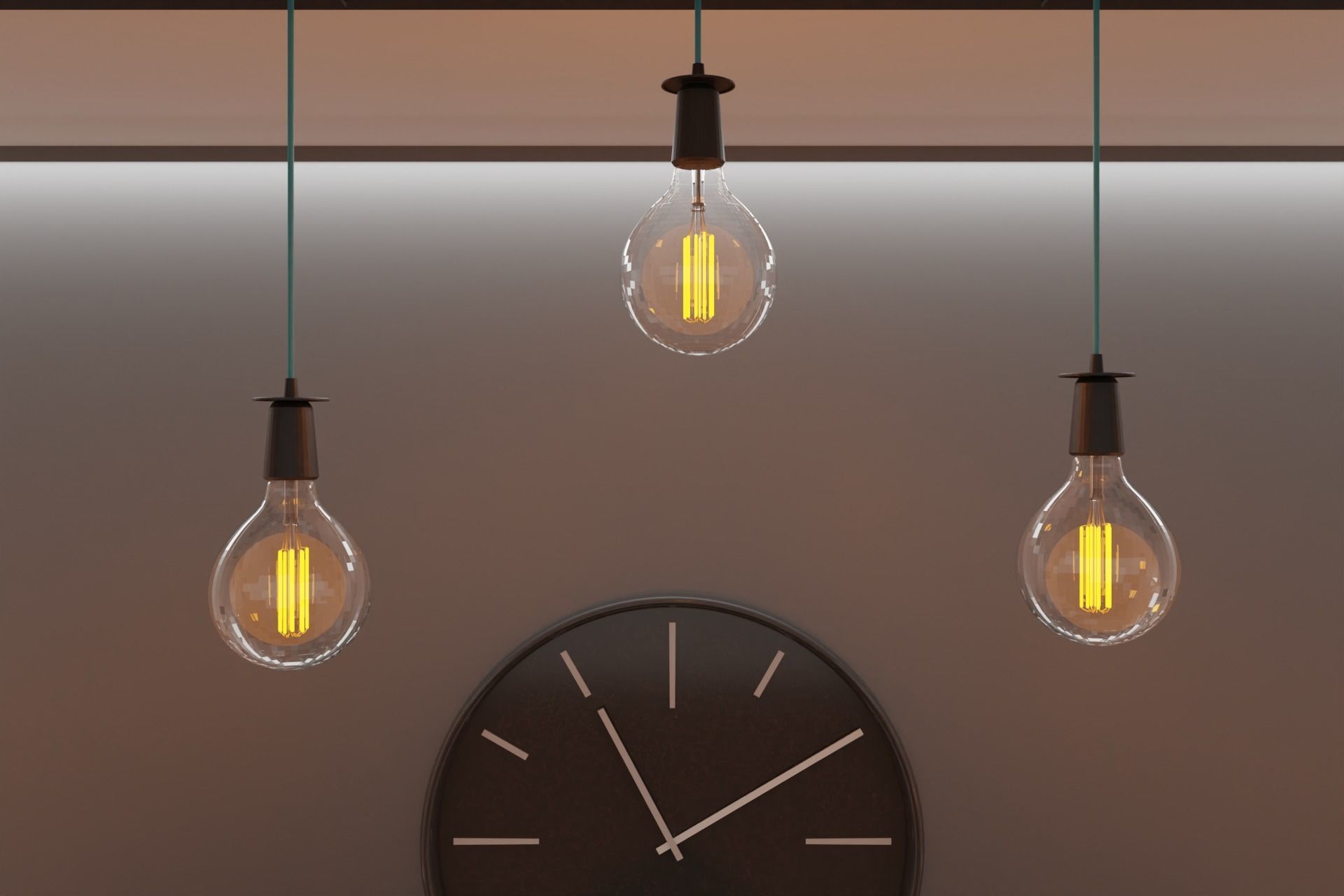 Vintage light bulbs with holder  3D model_3