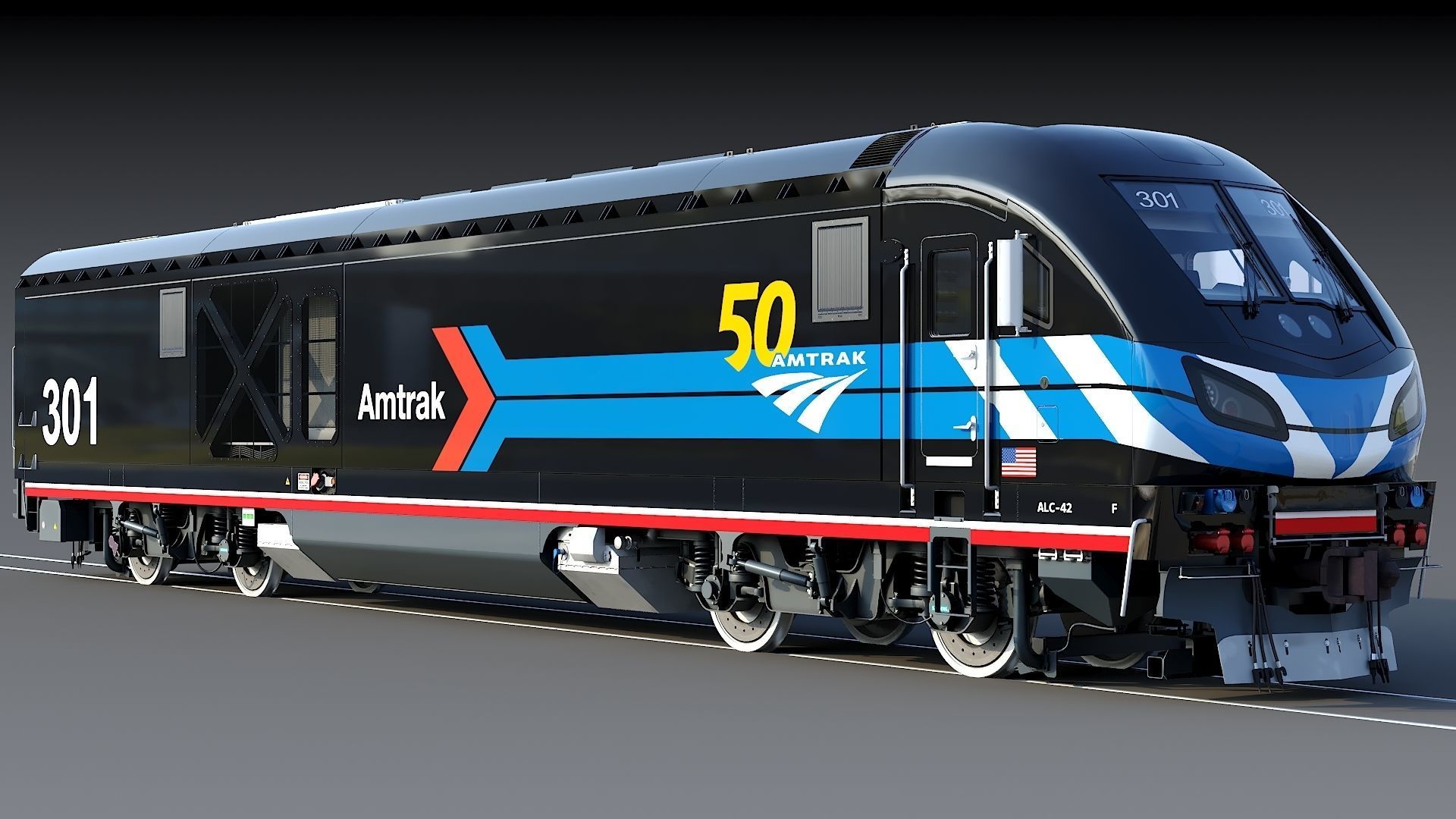 Locomotive Siemens Charger ALC-42 Low-poly 3D model_9