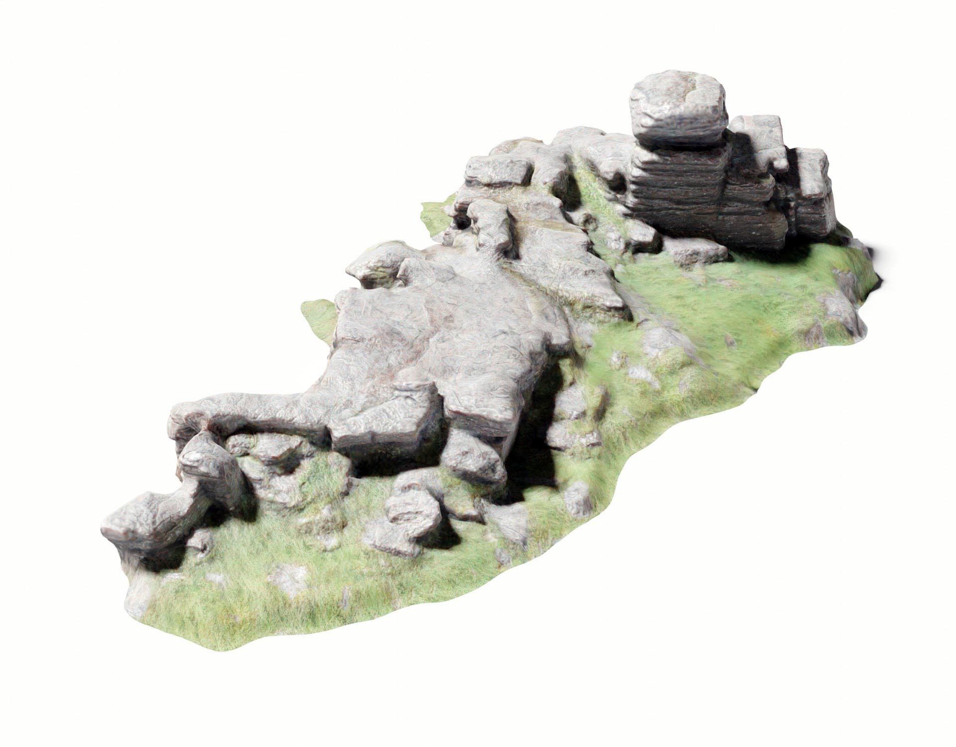 A Rock Formation - Dartmoor Stone Photo-Scan Model - Low-Poly Low-poly 3D model_1