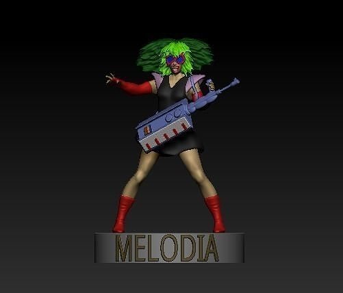 MELODIA statue of woman holding gun 3D print model