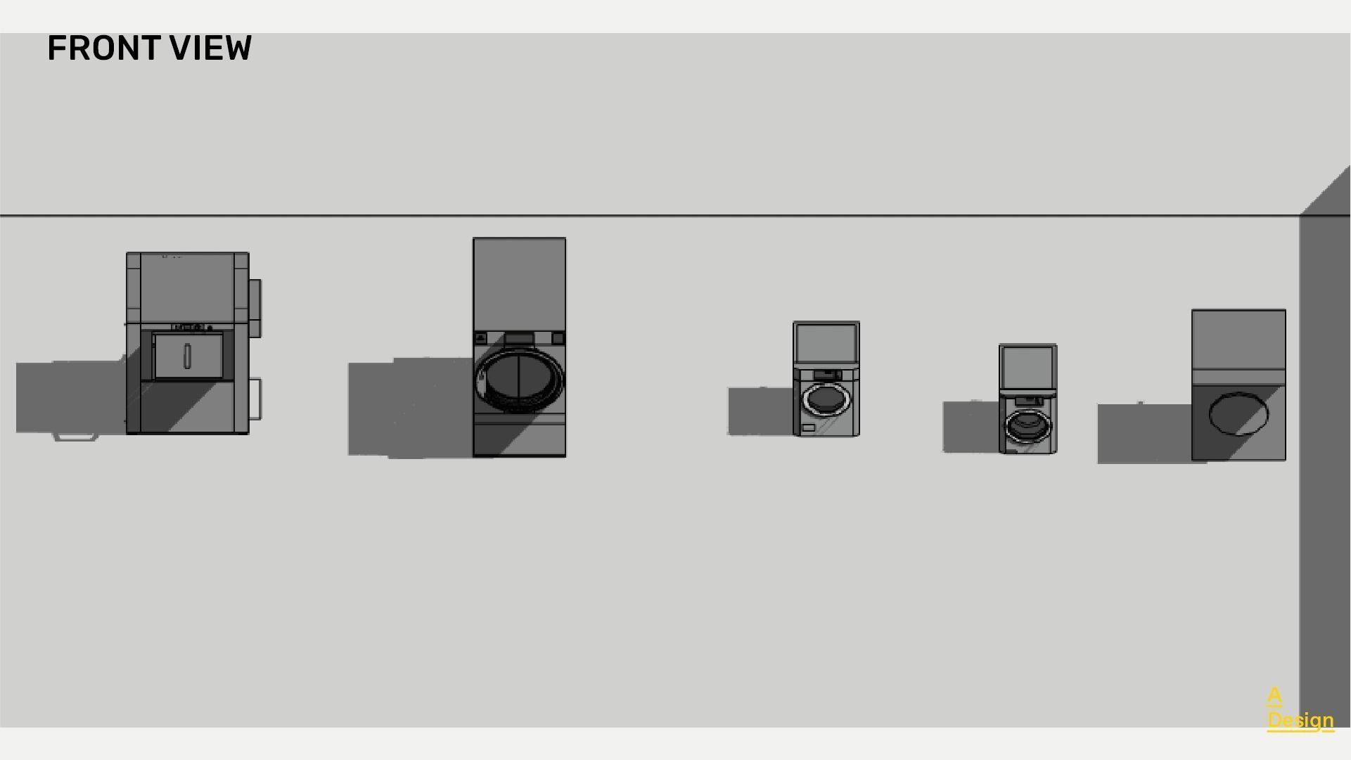Washing Machines - Pack of revit families 3D model_3