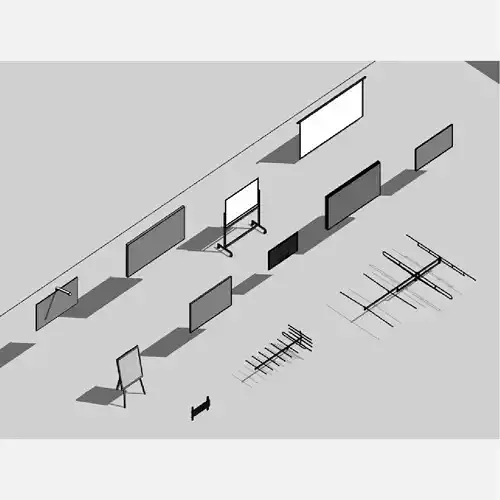 Whiteboards and TVs - Pack of revit families 3D model