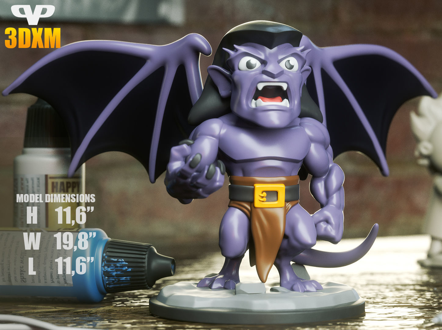 Gargoyles Goliath Chibi STL for 3D Printing ChibiSTL 3DXM 3D print model_2