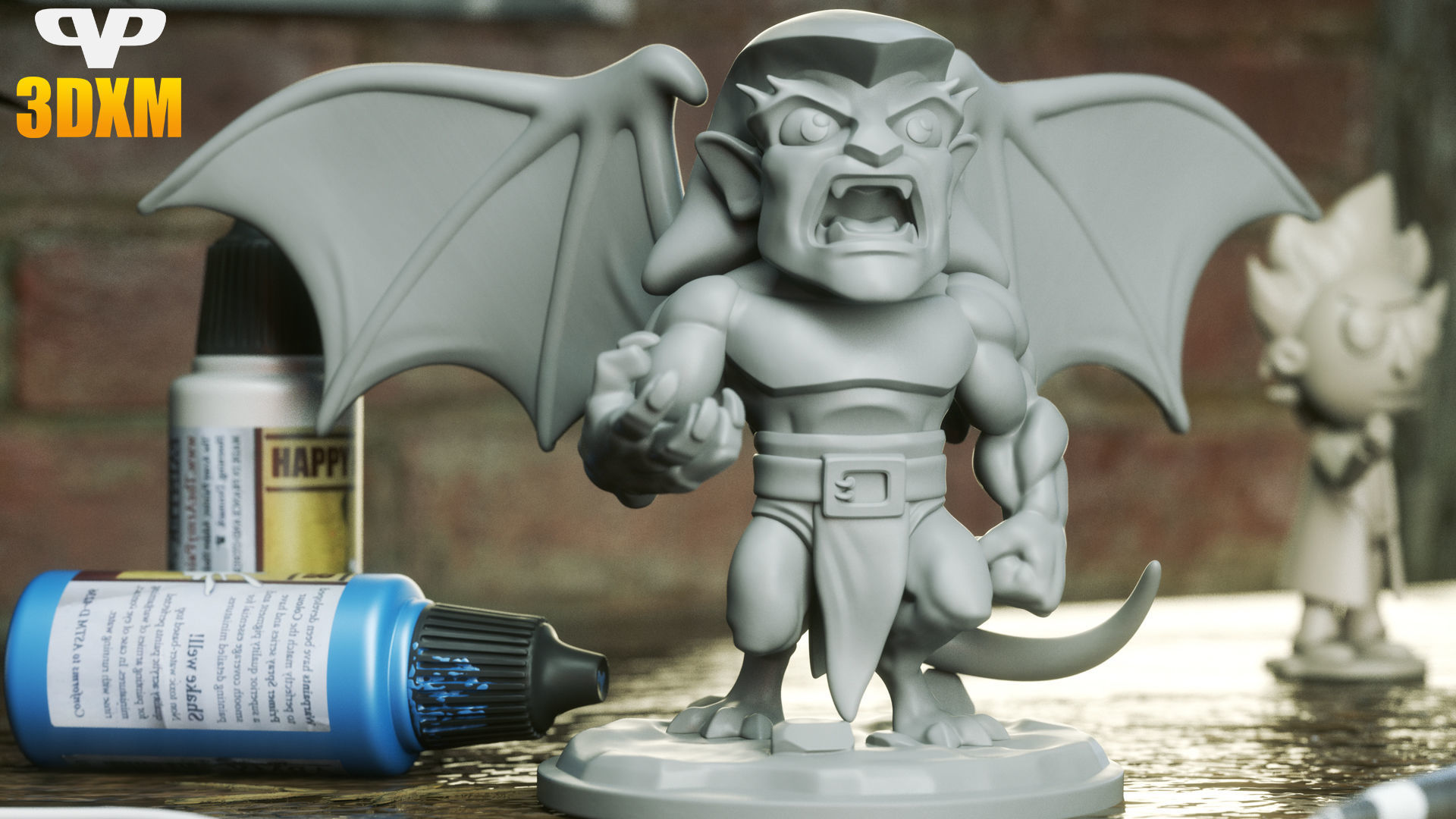 Gargoyles Goliath Chibi STL for 3D Printing ChibiSTL 3DXM 3D print model_3