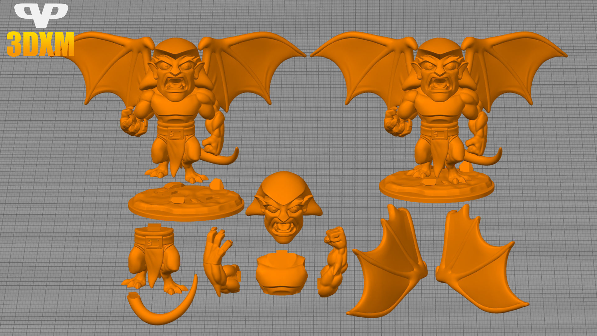 Gargoyles Goliath Chibi STL for 3D Printing ChibiSTL 3DXM 3D print model_1