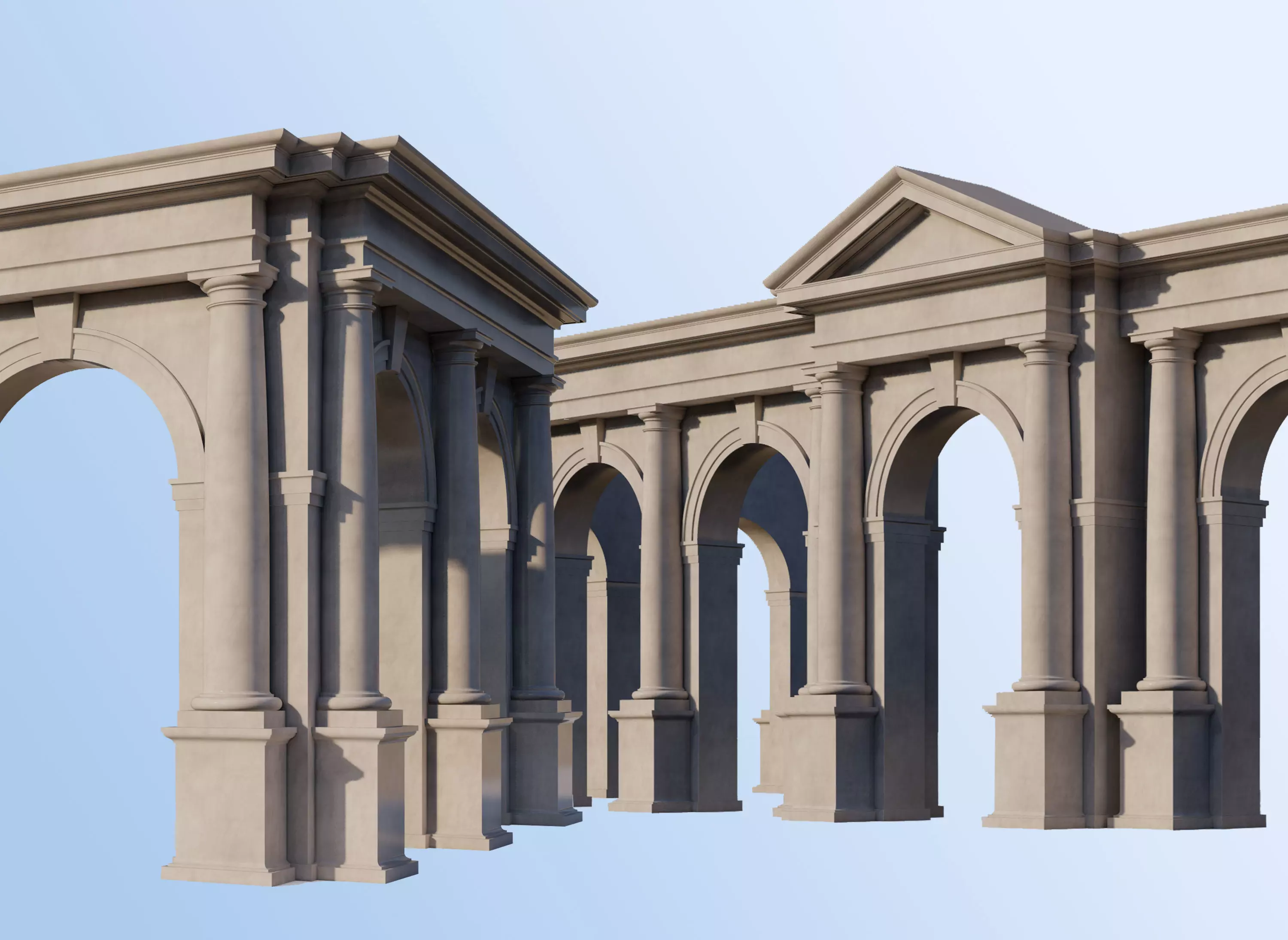 Arch in classical Tuscan order with columns on Vignola Arcade 3D model