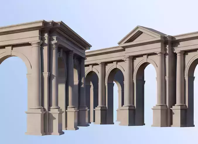 Arch in classical Tuscan order  with  columns on Vignola Arcade 3D model