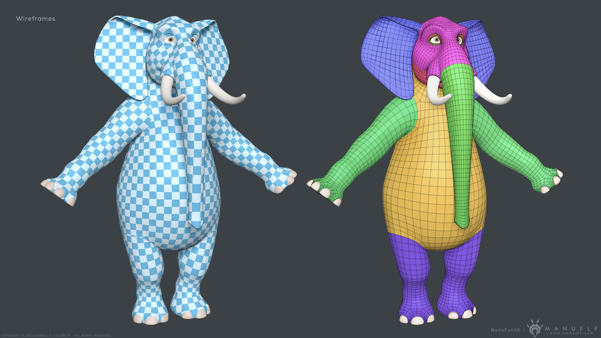 Stylized Cartoon Elephant - Biped 3D model_14