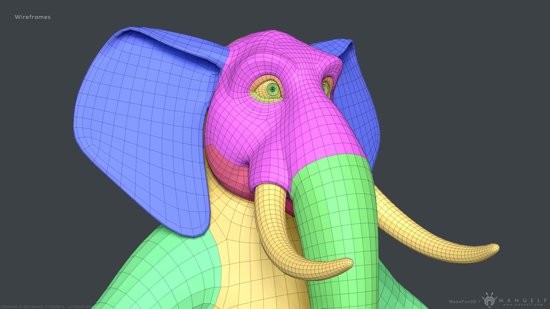 Stylized Cartoon Elephant - Biped 3D model_4