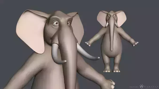 Stylized Cartoon Elephant - Biped 3D model