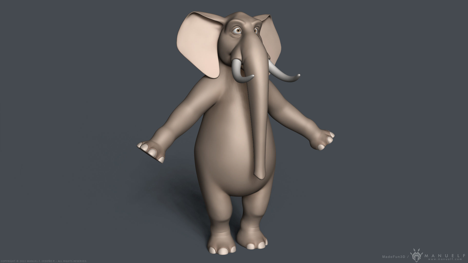 Stylized Cartoon Elephant - Biped 3D model_1