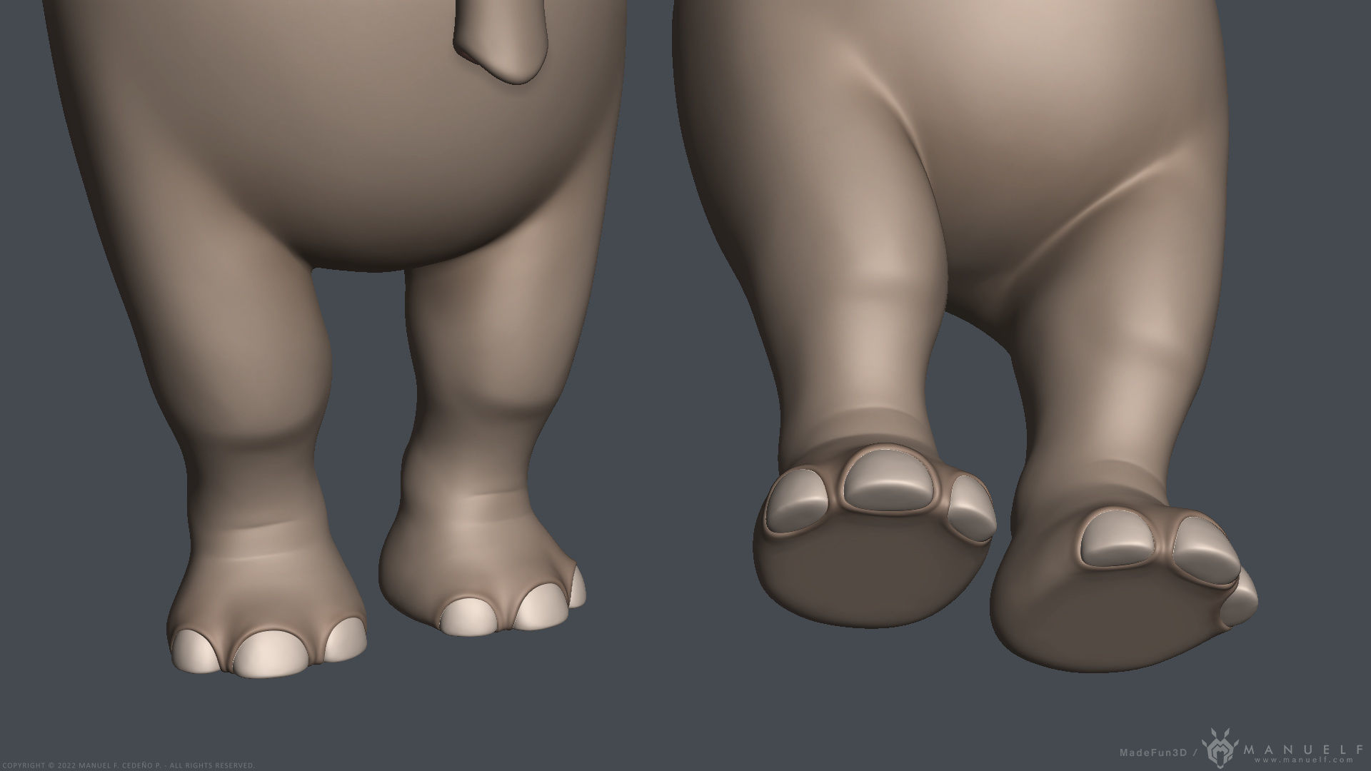 Stylized Cartoon Elephant - Biped 3D model_13