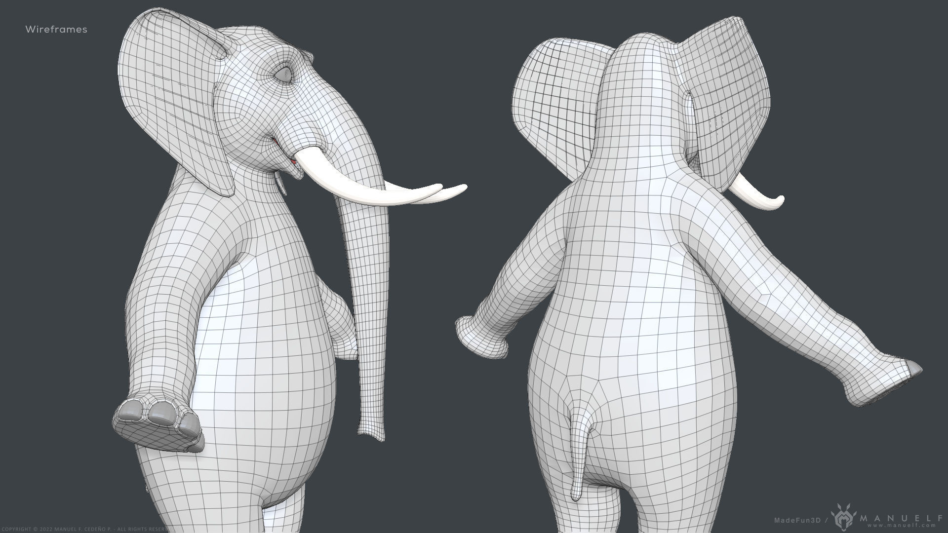 Stylized Cartoon Elephant - Biped 3D model_17