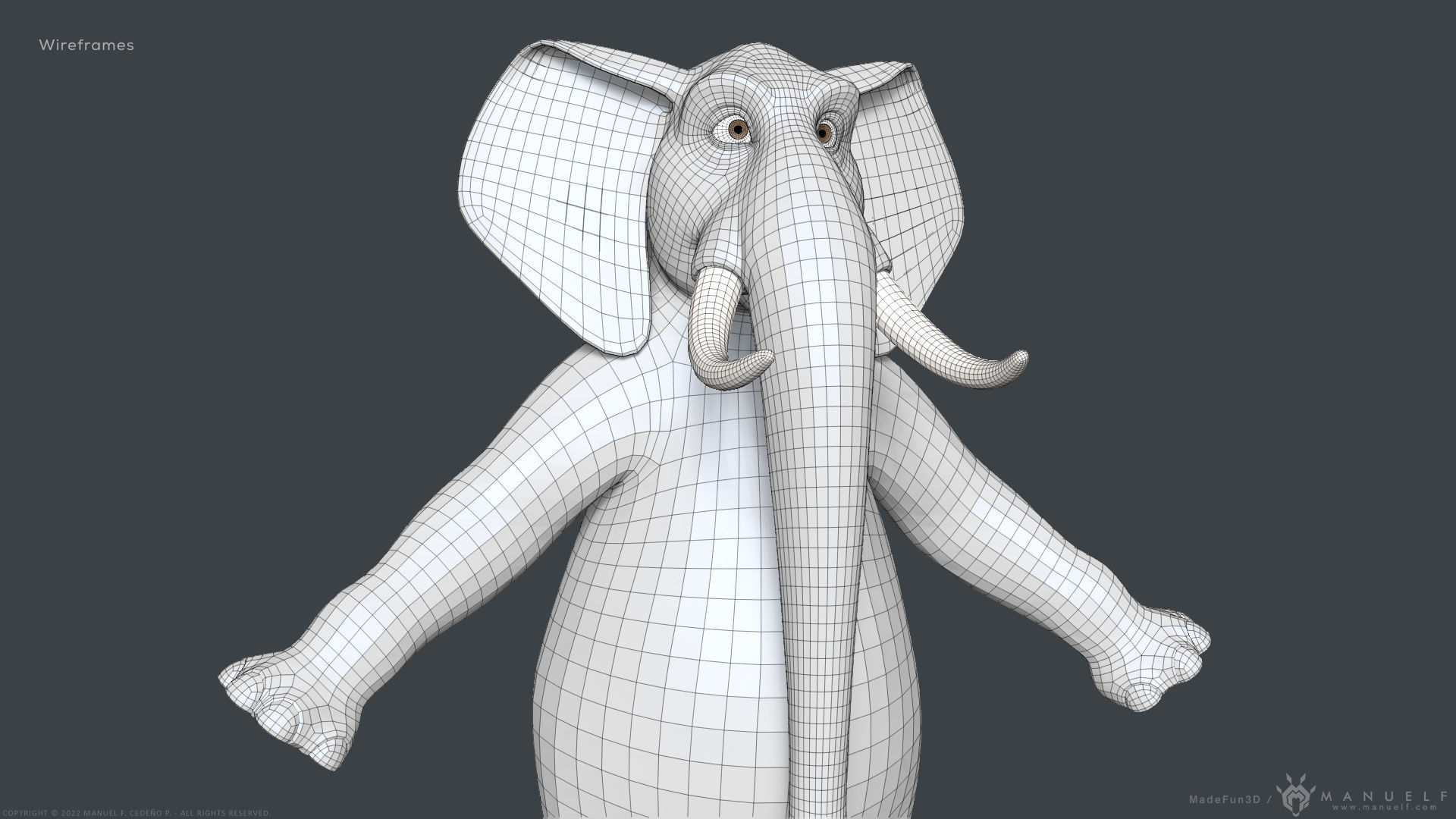 Stylized Cartoon Elephant - Biped 3D model_15