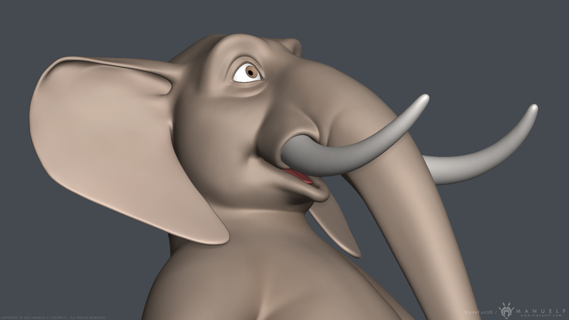 Stylized Cartoon Elephant - Biped 3D model_11