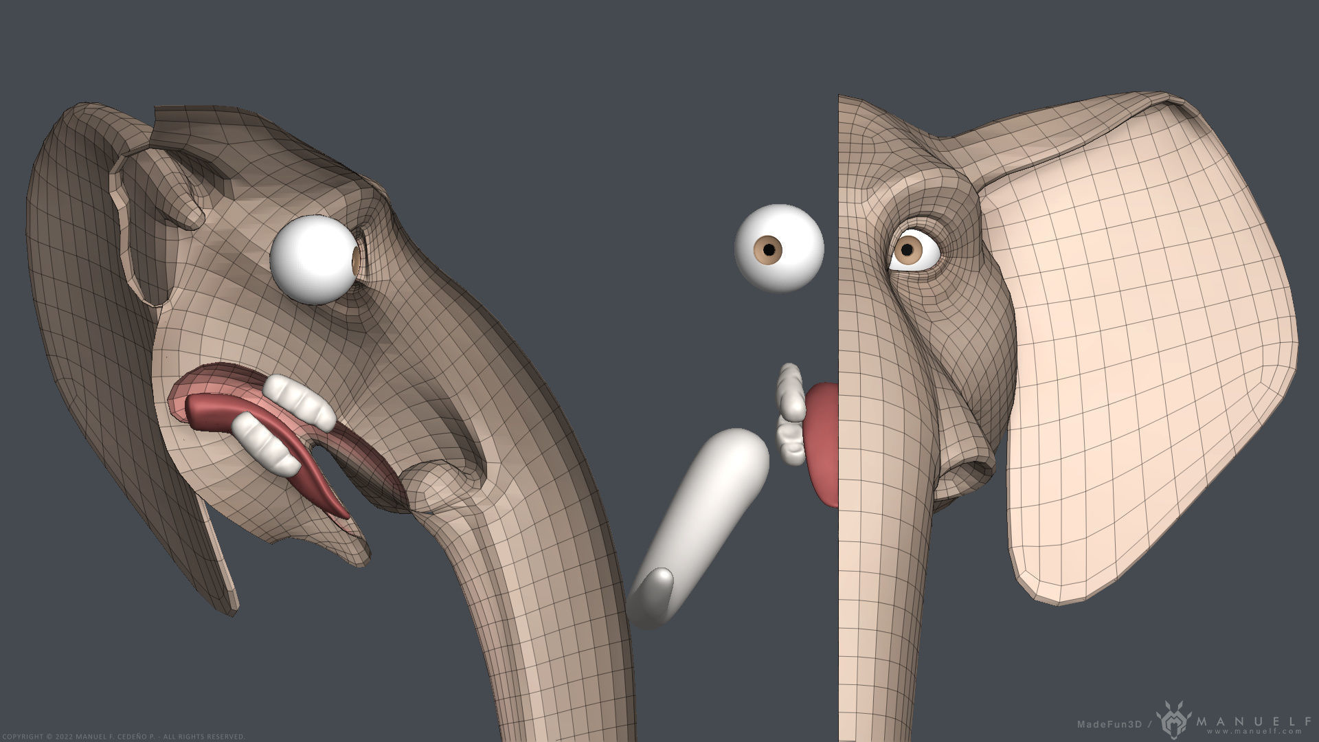 Stylized Cartoon Elephant - Biped 3D model_12