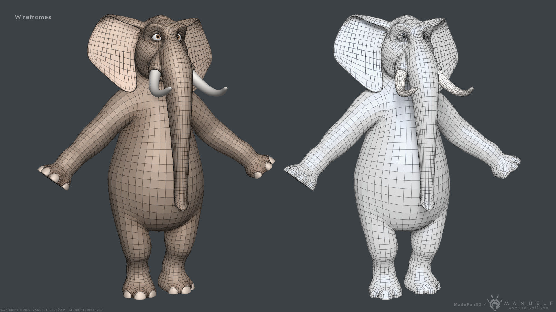 Stylized Cartoon Elephant - Biped 3D model_3