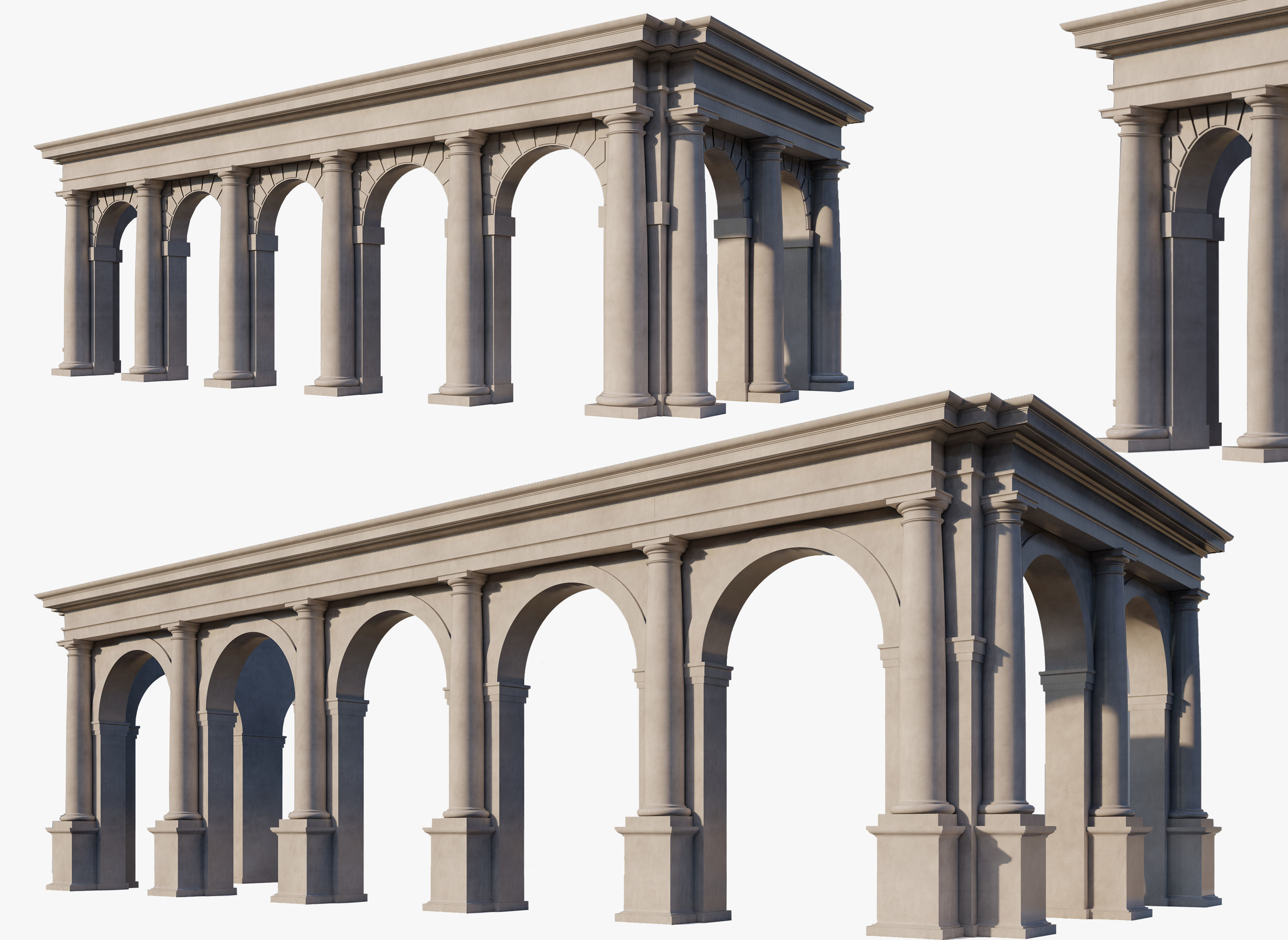Arch two types Tuscan order with columns on Vignola 3D model_1
