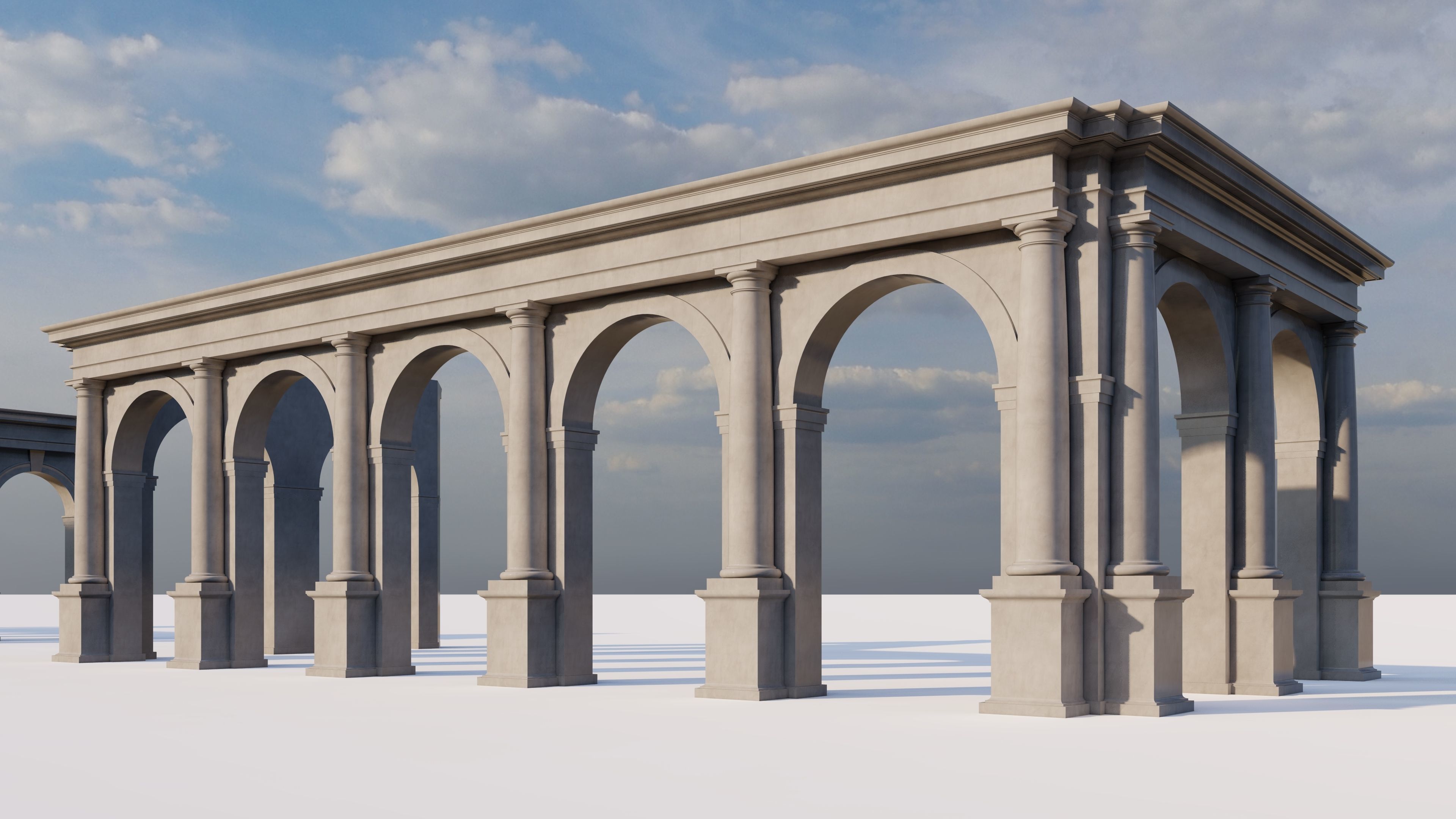Arch two types Tuscan order with columns on Vignola 3D model_3