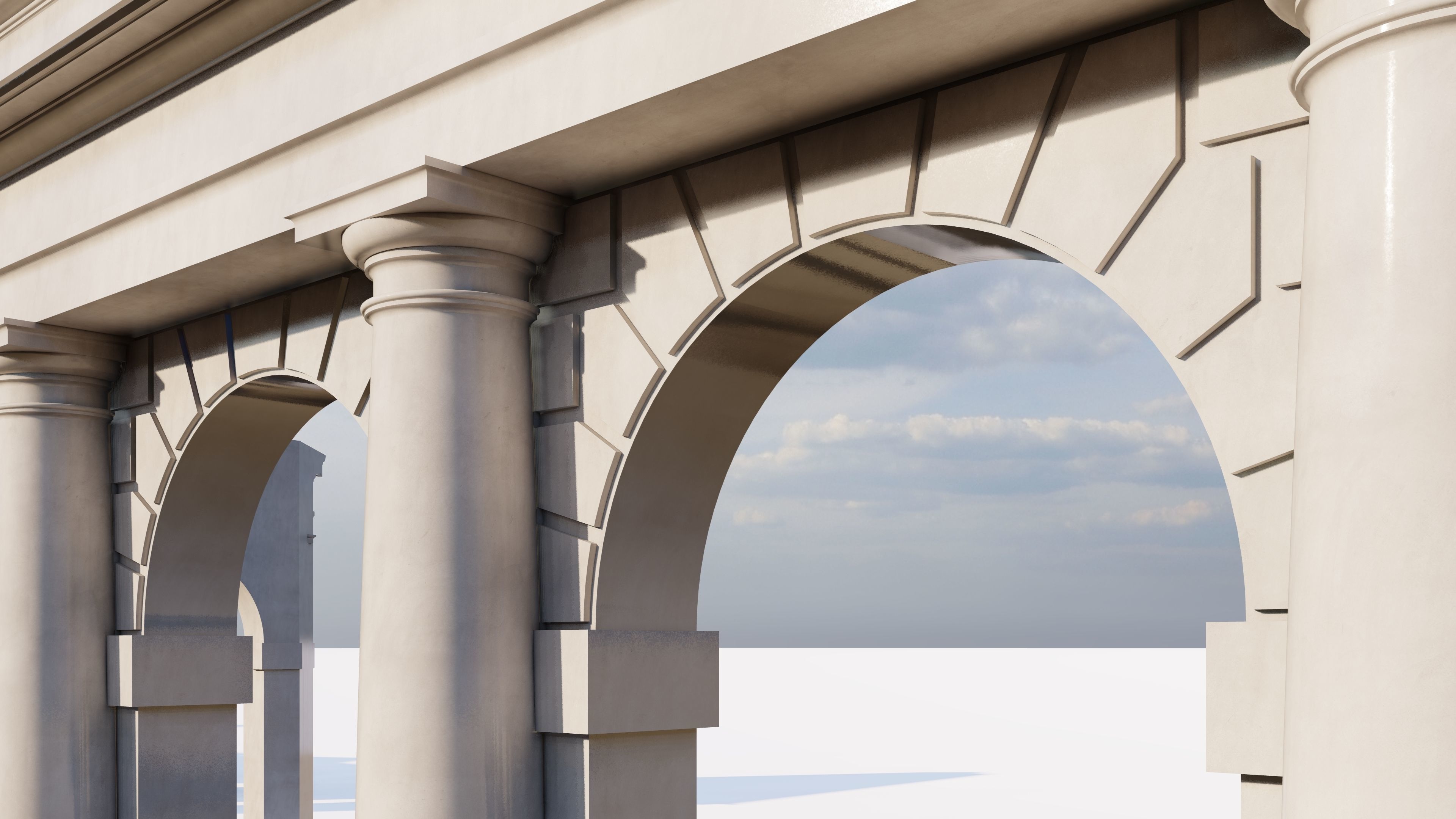 Arch two types Tuscan order with columns on Vignola 3D model_4