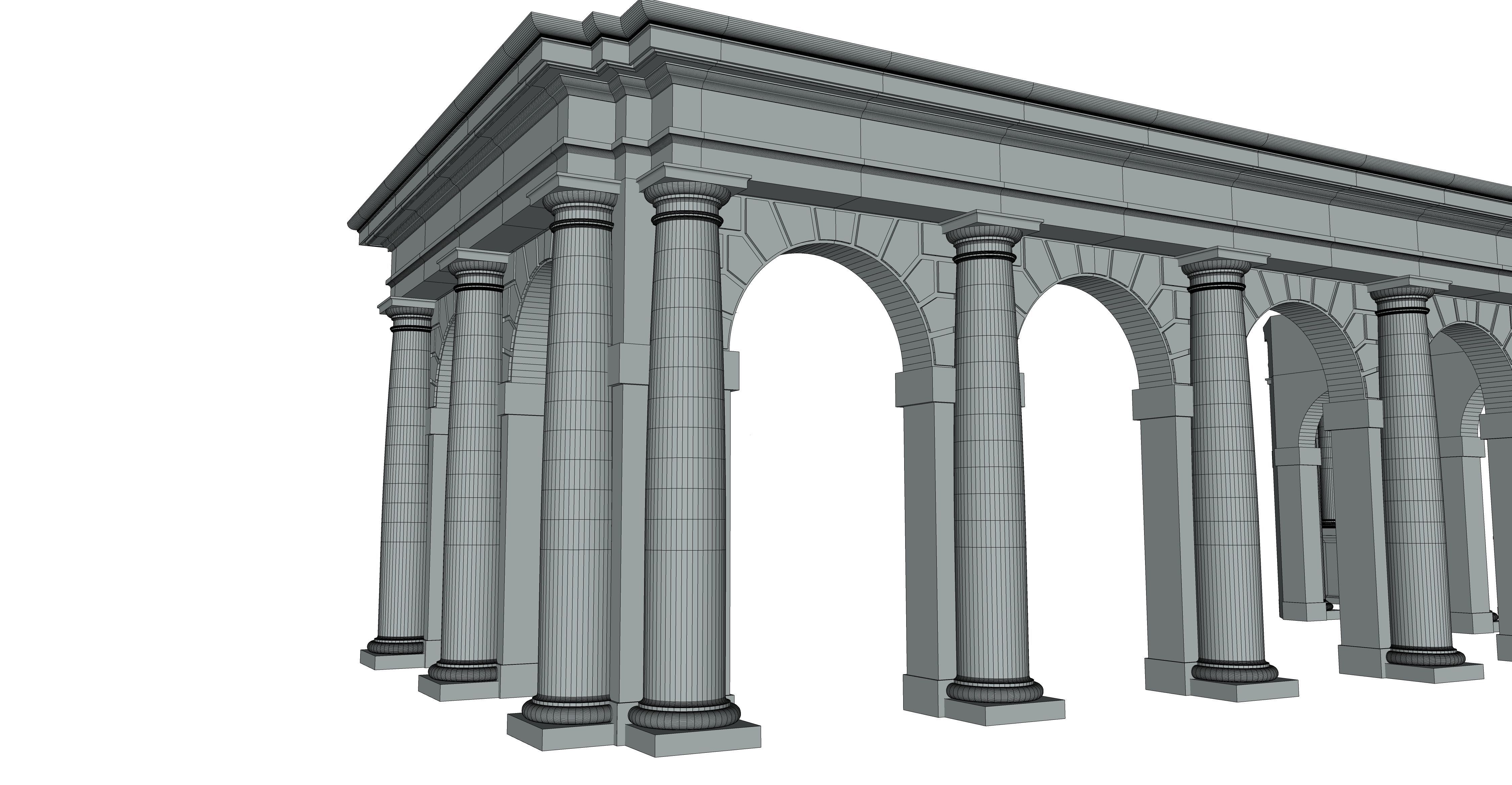 Arch two types Tuscan order with columns on Vignola 3D model_12