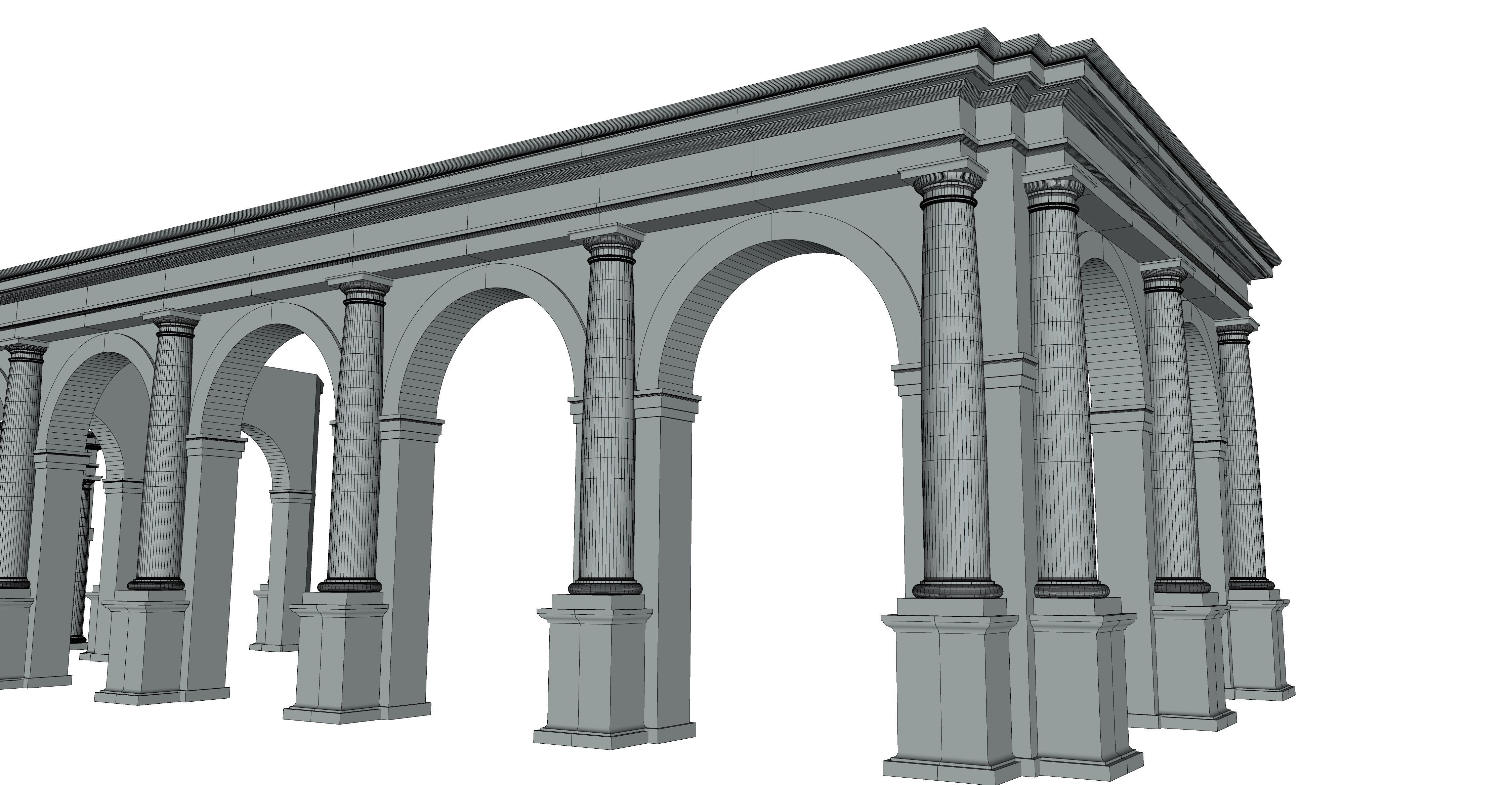 Arch two types Tuscan order with columns on Vignola 3D model_13