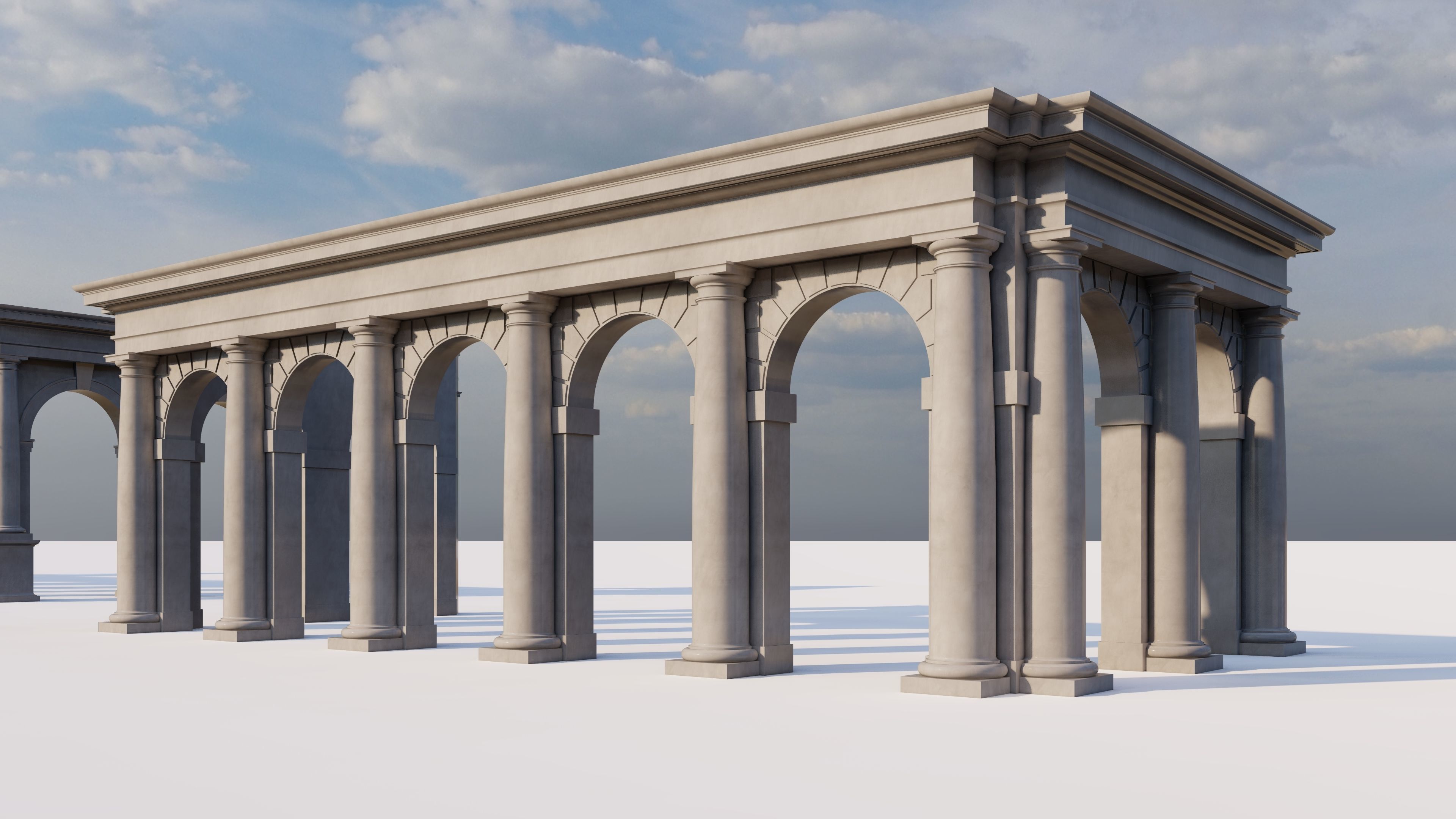 Arch two types Tuscan order with columns on Vignola 3D model_2