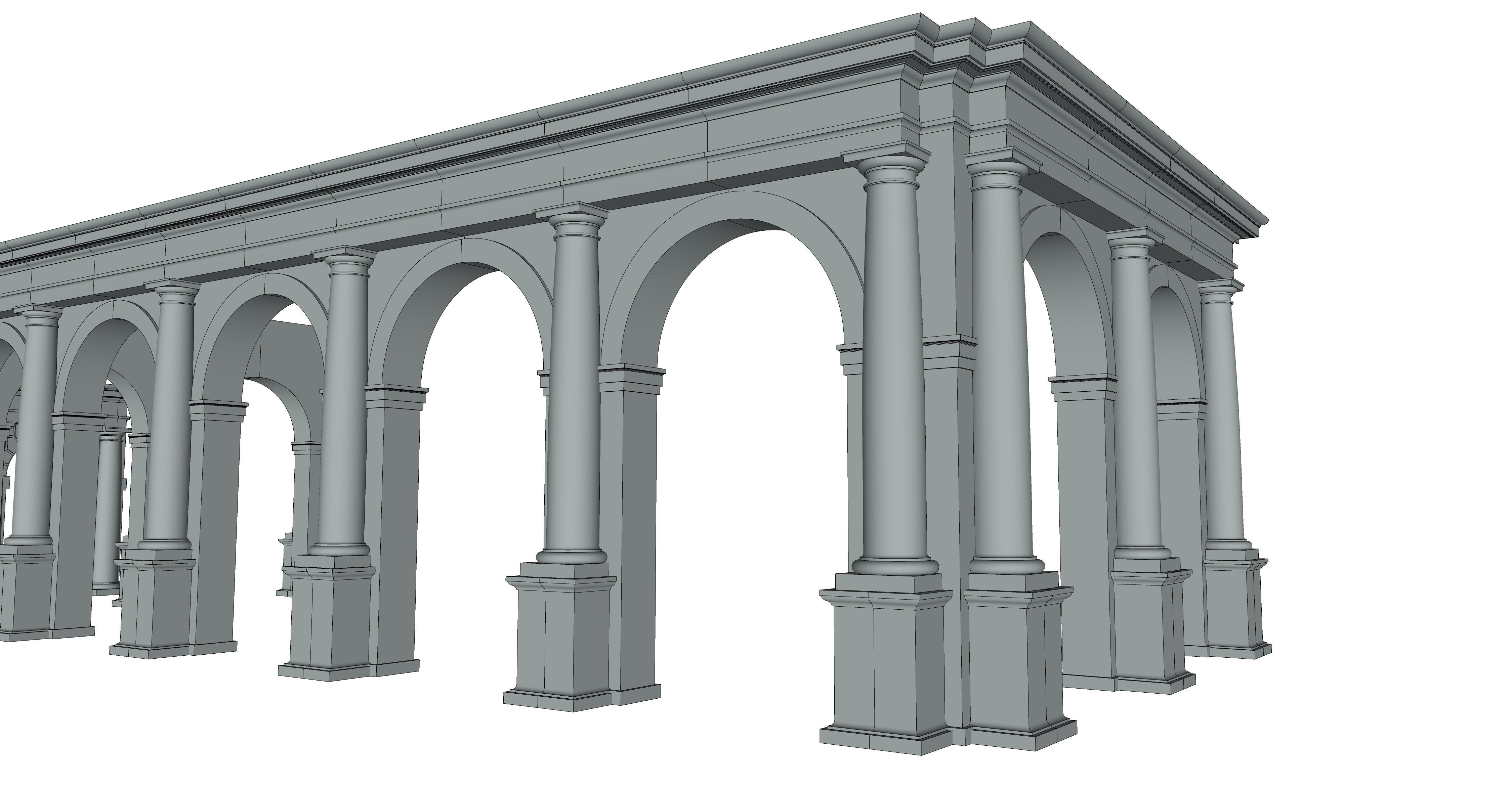 Arch two types Tuscan order with columns on Vignola 3D model_11