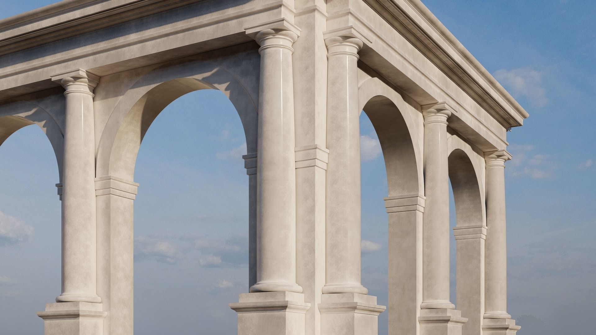 Arch two types Tuscan order with columns on Vignola 3D model_7
