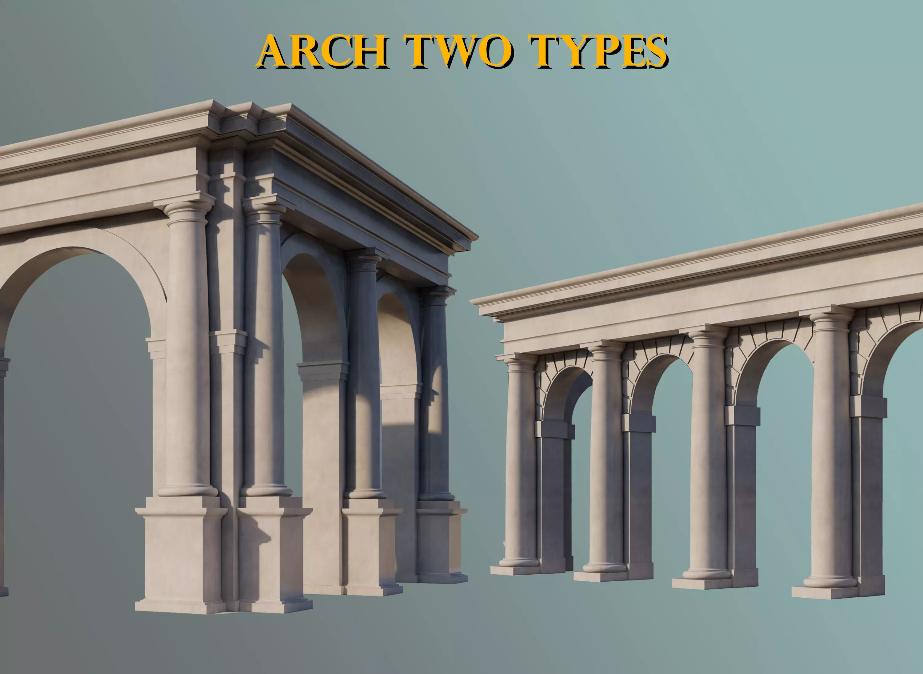 Arch two types Tuscan order with columns on Vignola 3D model_0