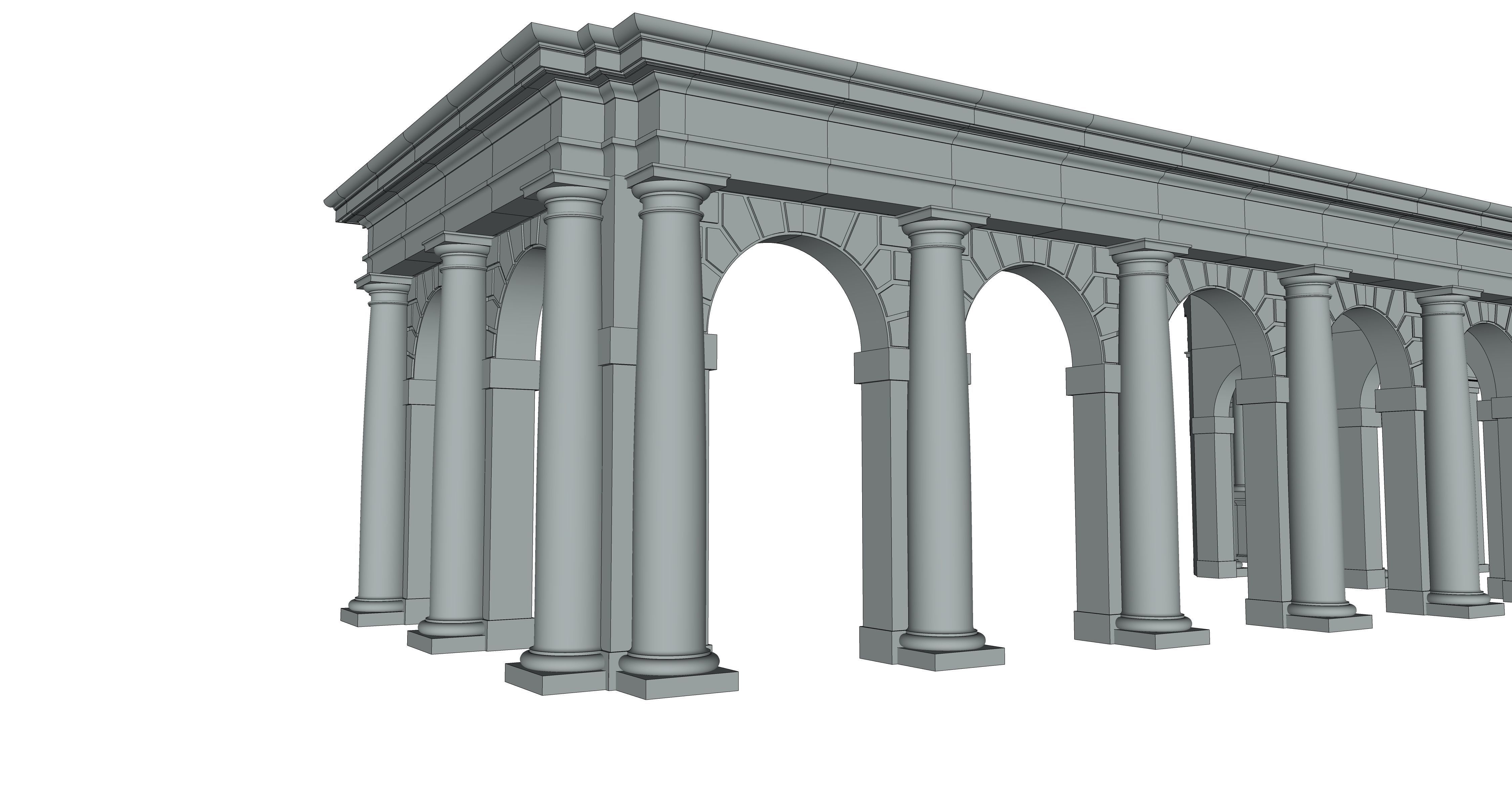 Arch two types Tuscan order with columns on Vignola 3D model_10