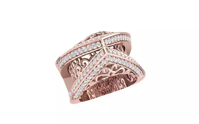 Women Cocktail Ring 3dm stl render details