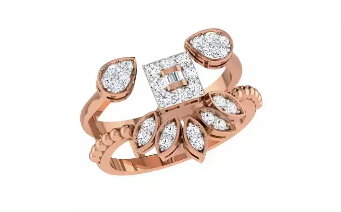 Women Cocktail Ring 3dm stl render details