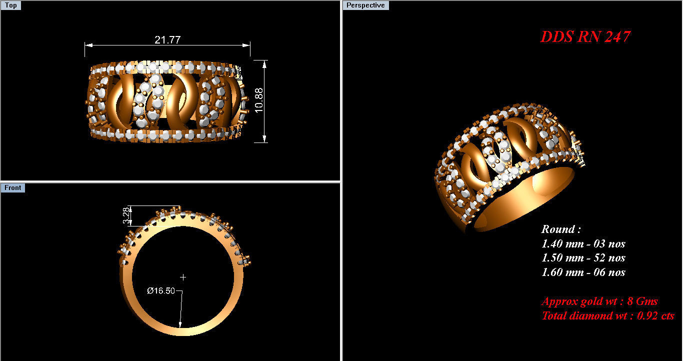 Women Cocktail Ring 3dm stl render details 3D print model_4