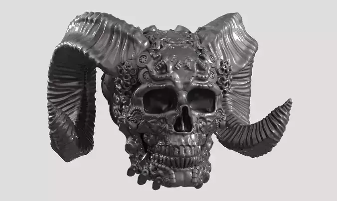 skull horn art design a09