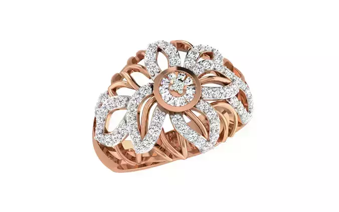 Women Cocktail Ring 3dm stl render details