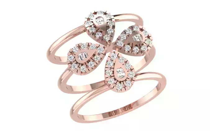 Women Cocktail Ring 3dm stl render details