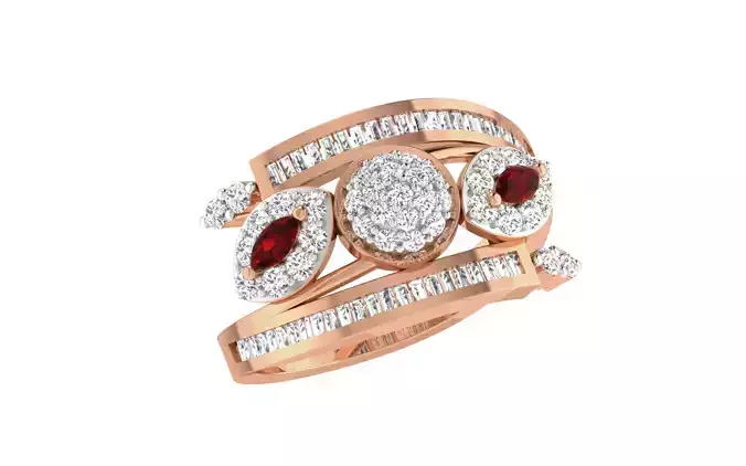 Women Cocktail Ring 3dm stl render details