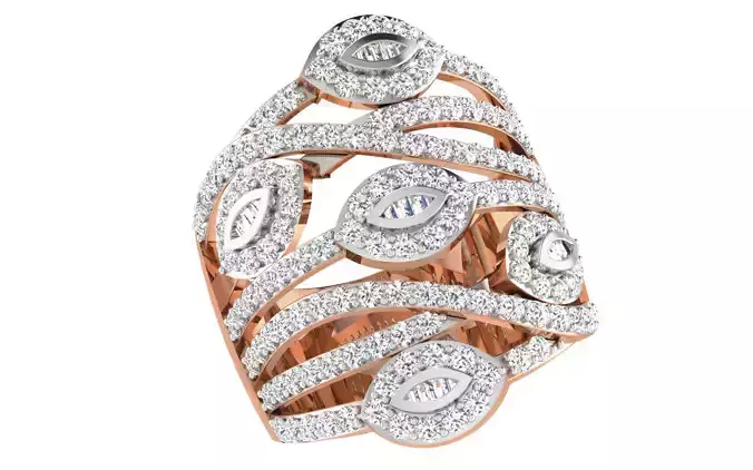 Diamond Eye Cocktail Ring 3dm stl render details