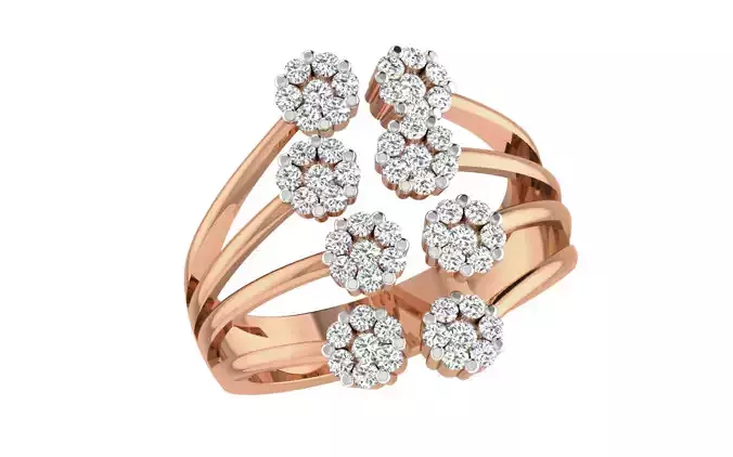 Women Cocktail Ring 3dm stl render details