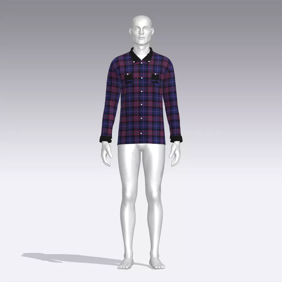 Shirt mannequin wearing plaid Low-poly 3D model_0
