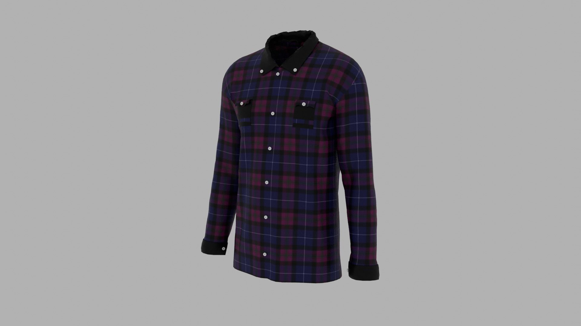 Shirt mannequin wearing plaid Low-poly 3D model_2