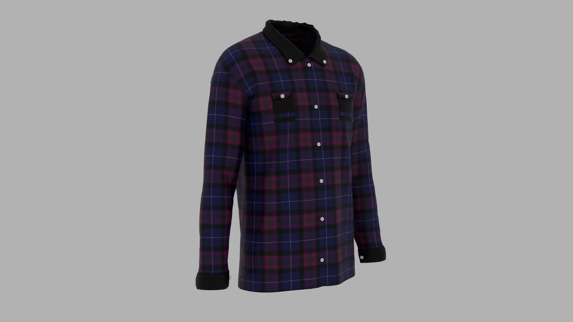 Shirt mannequin wearing plaid Low-poly 3D model_3